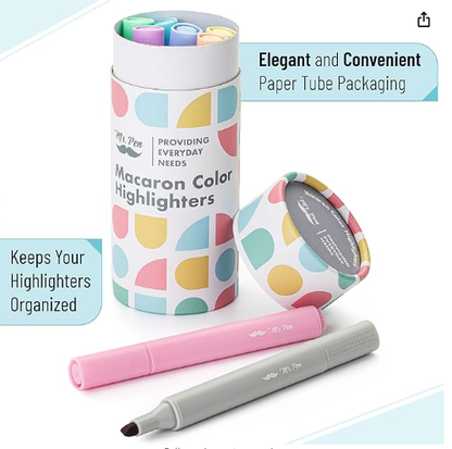Mr. Pen- Highlighters, 8 Pack, Macaron Colors