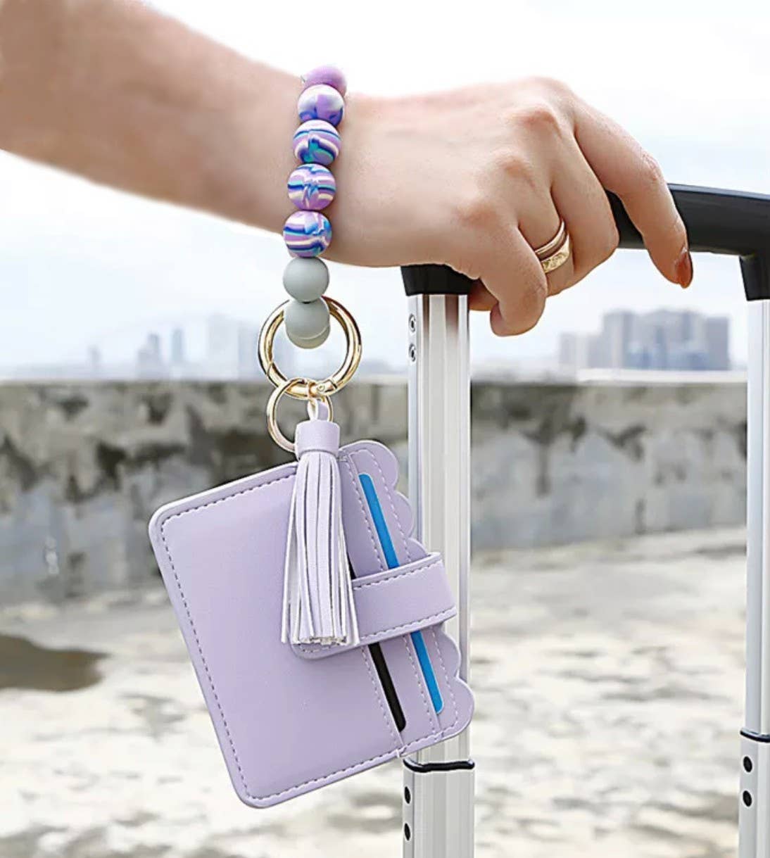 Wallet Wristlet Silicone Bead Tassel Keychains