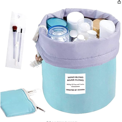 Barrel Shaped Travel Makeup Bag