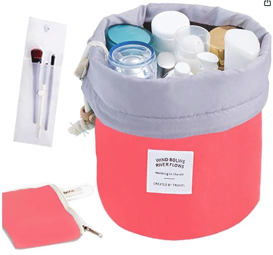 Barrel Shaped Travel Makeup Bag