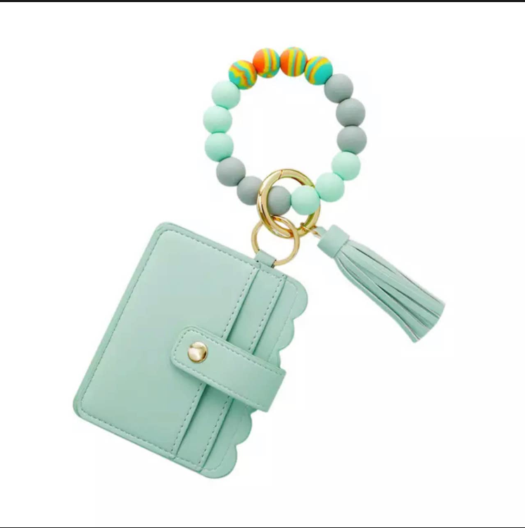 Wallet Wristlet Silicone Bead Tassel Keychains