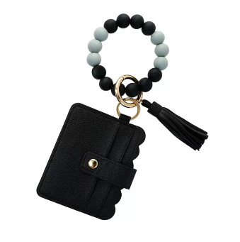 Wallet Wristlet Silicone Bead Tassel Keychains