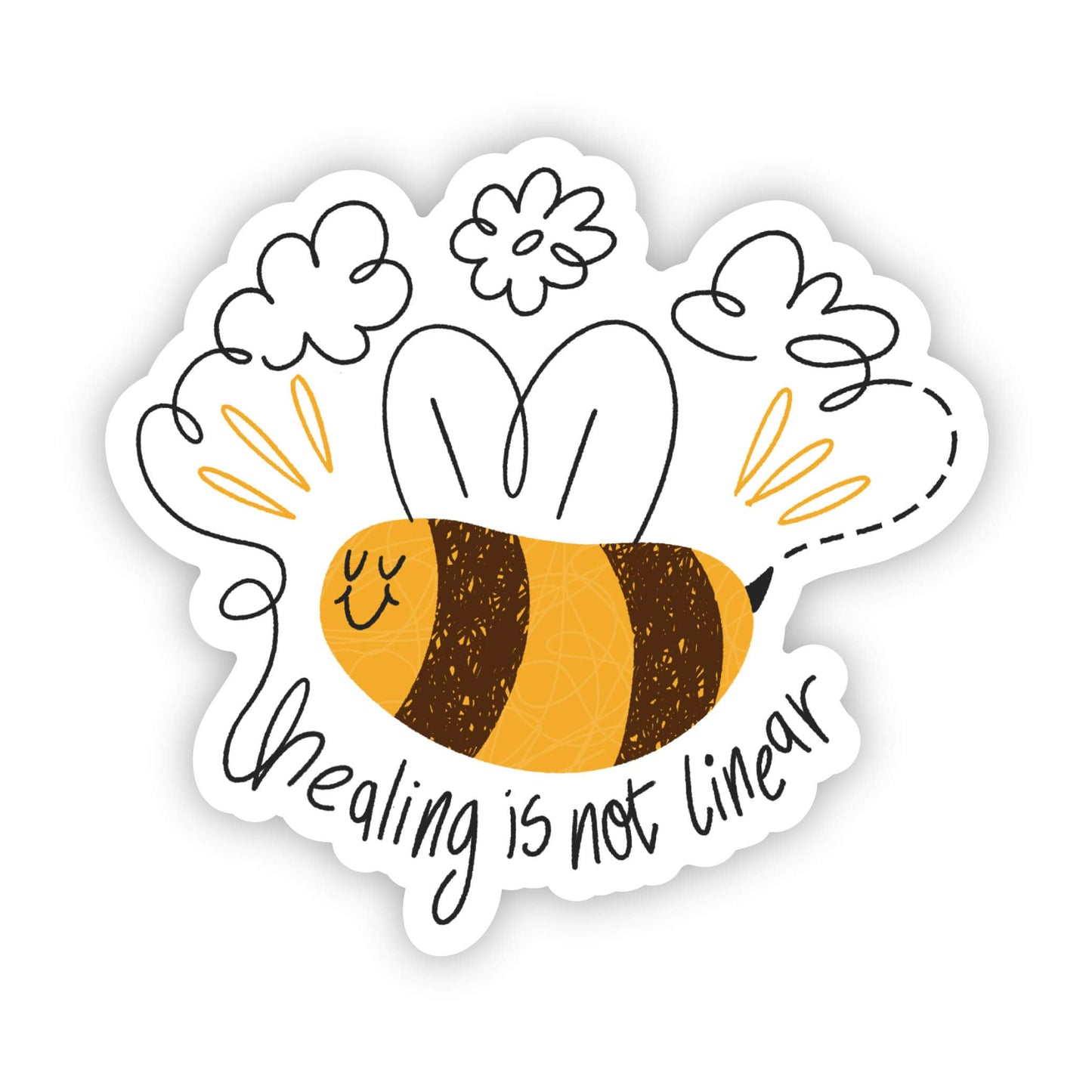 "Healing is not linear" bee sticker